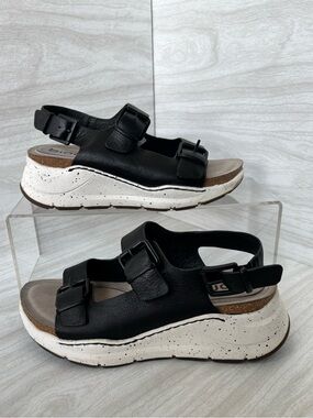 Bionica Olin Sandals Womens Black Leather Adjustable Slingback Arch Support 8